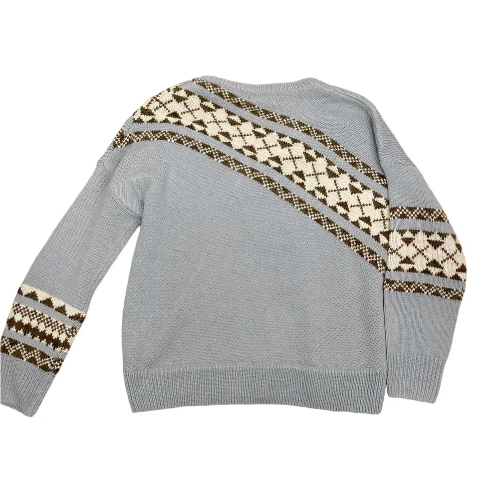 Skull Cashmere Lilian V-Neck Alpaca Wool Fair Isle Print Sweater Sz M - Picture 12 of 16